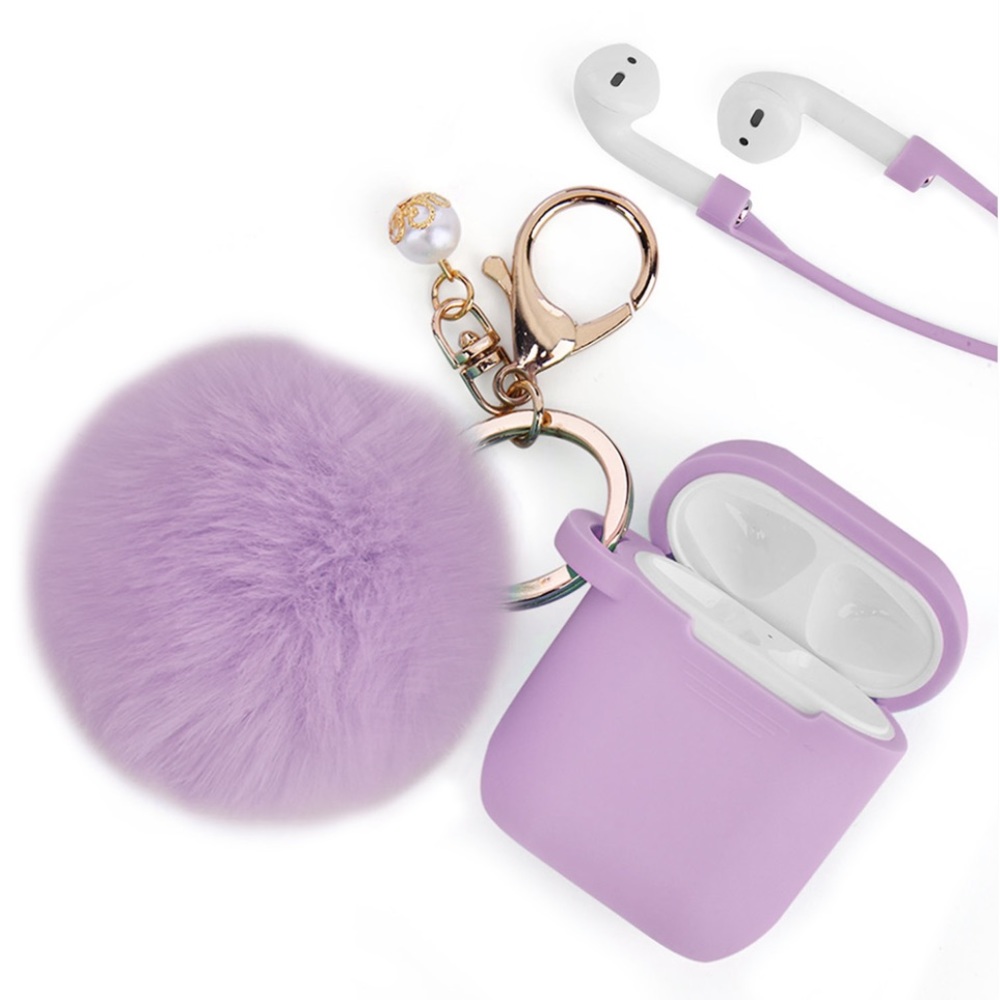 Lavender Pom Pom Case for Airpods 1 & 2